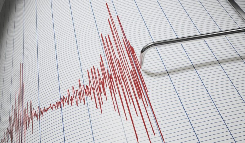 a seismograph in motion to measuring earthquake activity in San Rafael