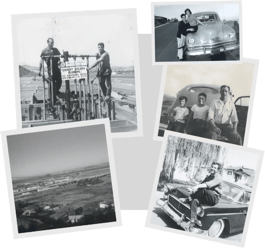 five black and white gotelli family photos from the 1950s