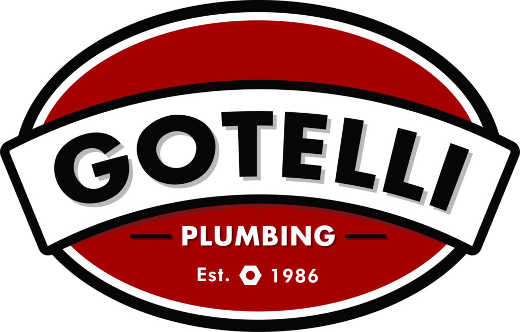 circular red, white and black gotelli plumbing logo