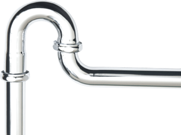 p-trap on a silver, metal pipe