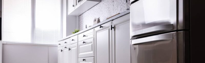 kitchen counters and a refrigerator side by side in a San Rafael home